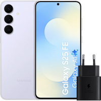 Samsung Galaxy S25 FE 128GB Lichtblauw 5G + Samsung Oplader 25 Watt Zwart